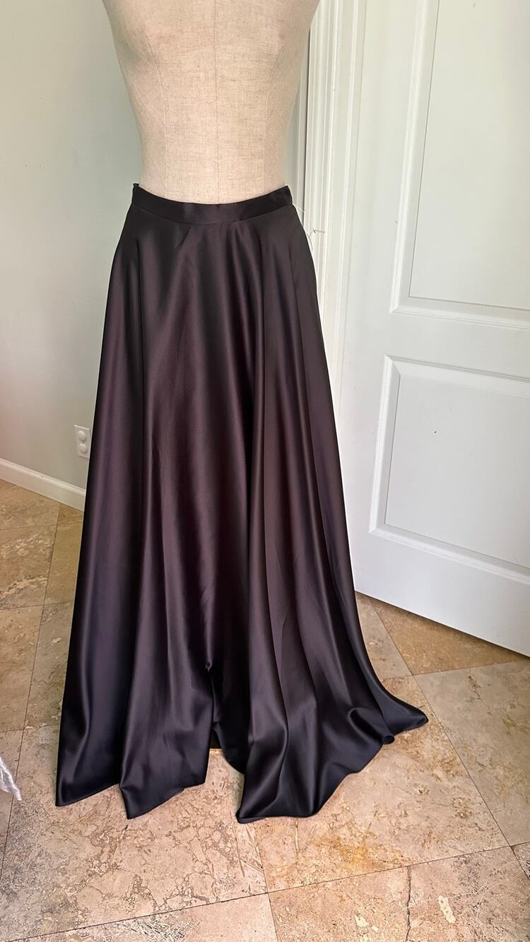 ABS Evening Essentials by Allen Schwartz floor-length black satin evening skirt
